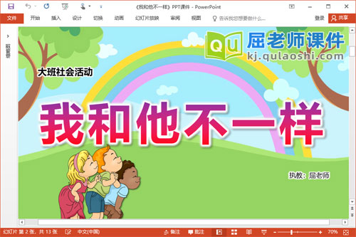 大班社会课件《我和他不一样》PPT课件教案