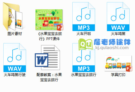 《水果宝宝去旅行》PPT课件+教案+音频+图片+学具