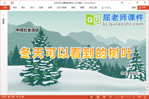 中班社会课件《冬天可以看到的树叶》